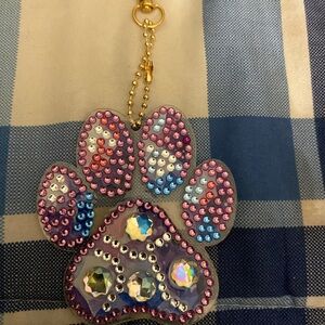 Handmade diamond art paw keychain